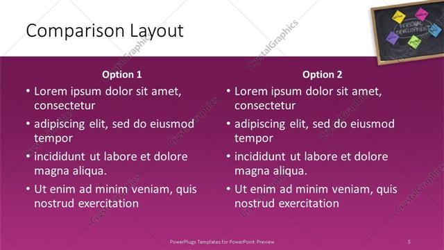 Comparison presentation slide layout