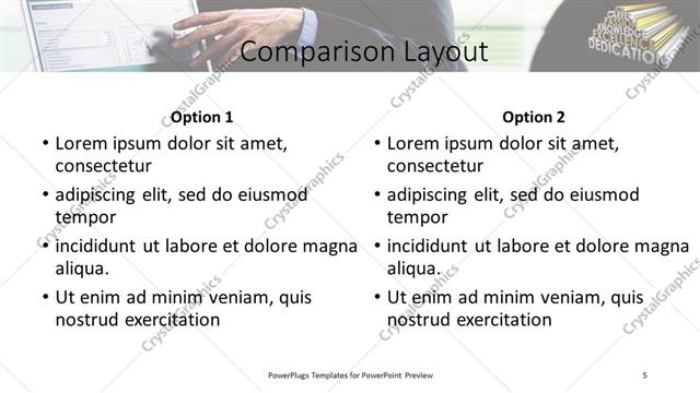 Comparison presentation slide layout