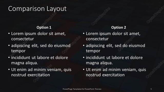 Comparison presentation slide layout