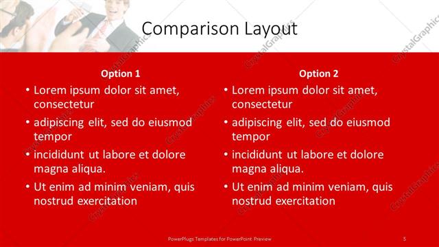 Comparison presentation slide layout