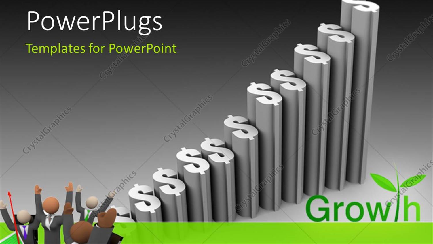 Featuring Business Team Celebrating Financial Success with Dollar Sign as Chart