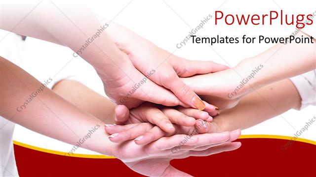  Presentation with team hands - Business team join hands for a cause