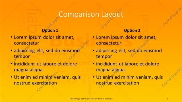 Comparison presentation slide layout