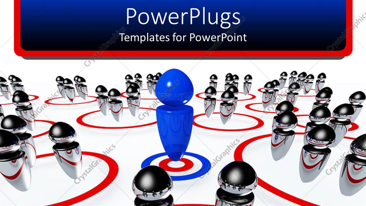 Featuring Business Team Metaphor with Blue Peg on Target and Silver Pegs in Red Rings