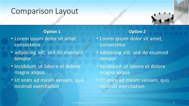 Comparison presentation slide layout