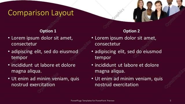 Comparison presentation slide layout