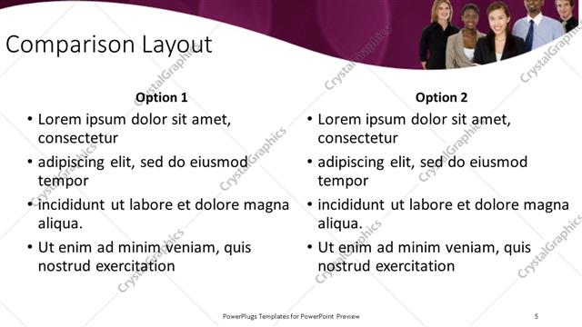 Comparison presentation slide layout
