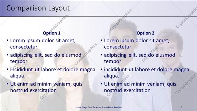 Comparison presentation slide layout