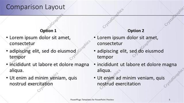 Comparison presentation slide layout