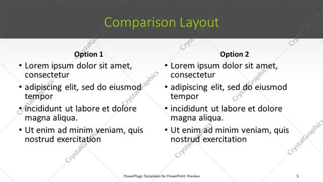 Comparison presentation slide layout