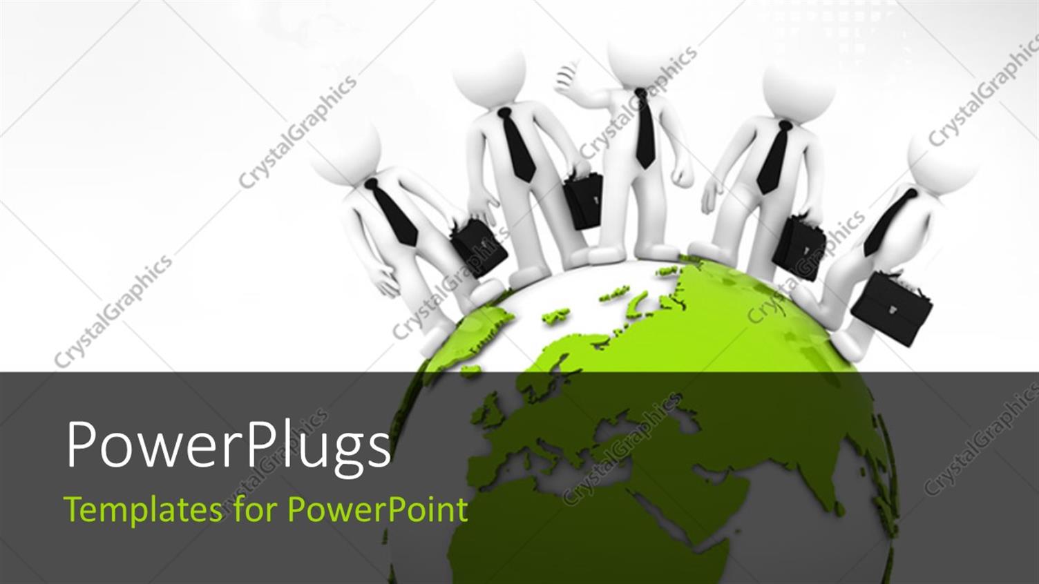 Featuring Business Team on Top of the 3D Globe with World Map in the Background