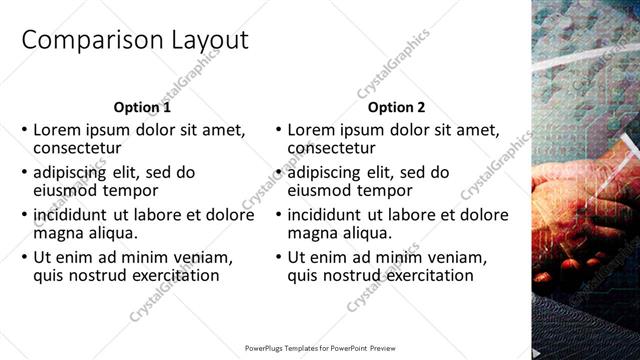 Comparison presentation slide layout
