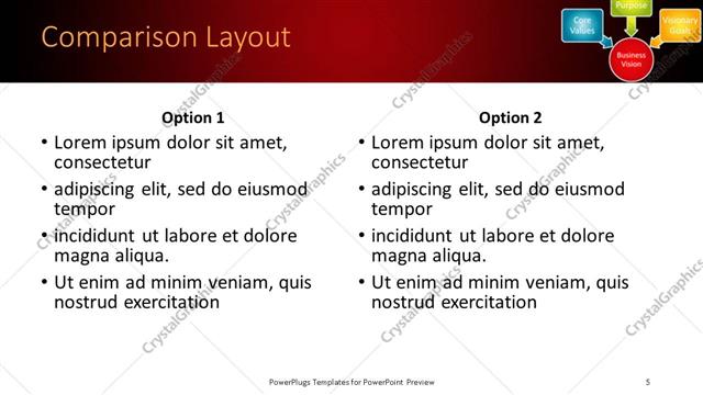 Comparison presentation slide layout