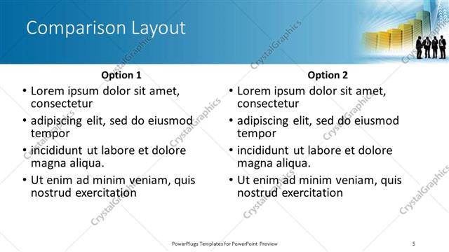 Comparison presentation slide layout