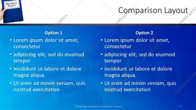 Comparison presentation slide layout