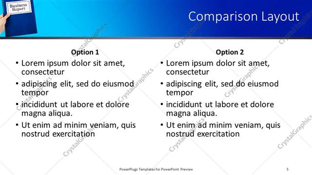 Comparison presentation slide layout