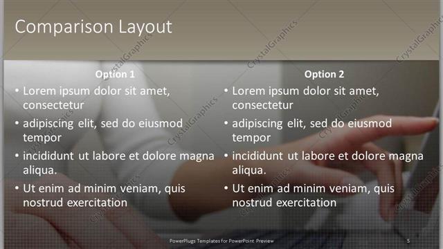 Comparison presentation slide layout