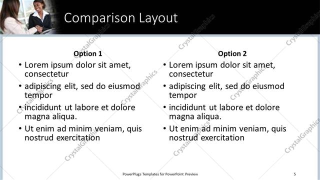 Comparison presentation slide layout