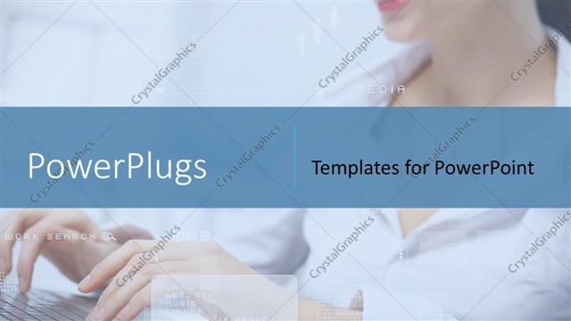  Presentation with business women - Business woman working on computer against technology background