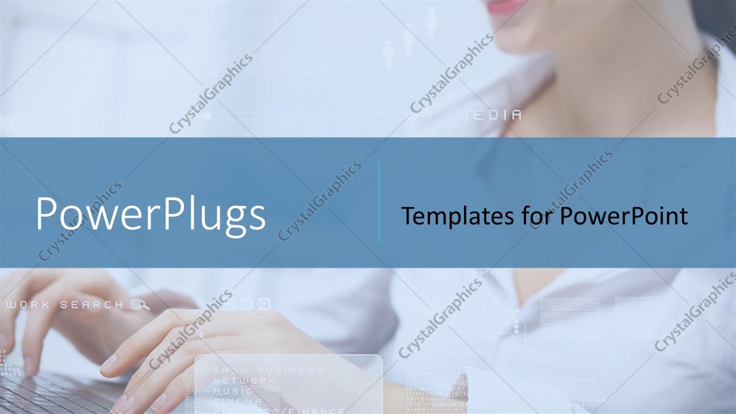 Featuring Business Woman Working on Computer Against Technology Background