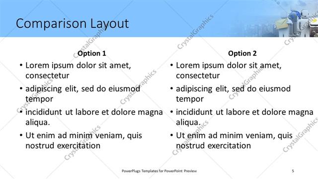 Comparison presentation slide layout