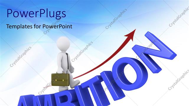  Presentation with keyword - Businessman with briefcase following the red arrow and walking on rising ambition keyword