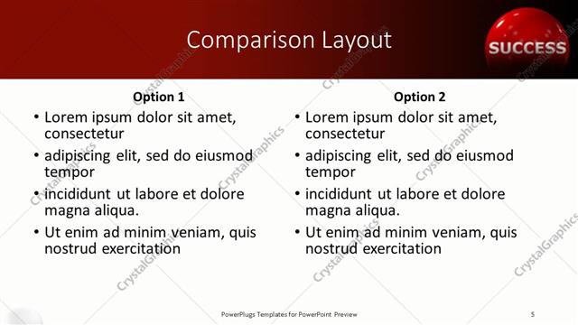 Comparison presentation slide layout