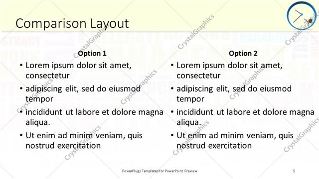 Comparison presentation slide layout