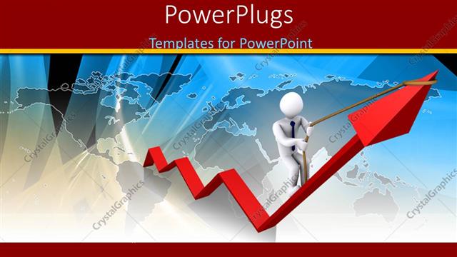  Presentation with climbing - A white colored 3D character standing on a red arrow