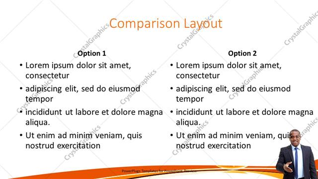 Comparison presentation slide layout
