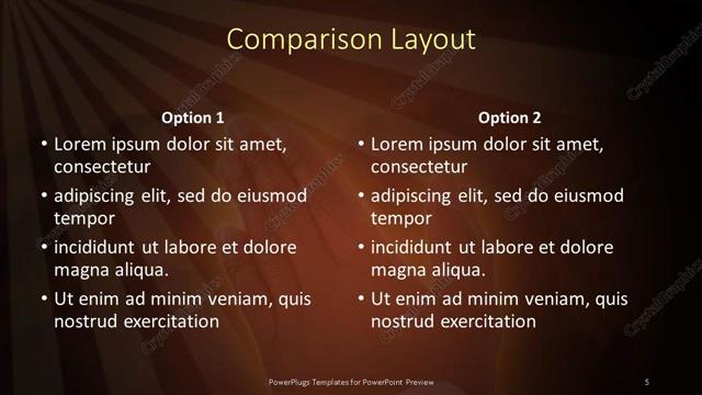 Comparison presentation slide layout