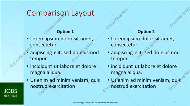Comparison presentation slide layout
