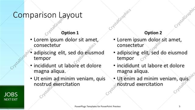 Comparison presentation slide layout