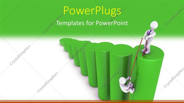  Presentation with helping - A businessman helping another up a green barchart