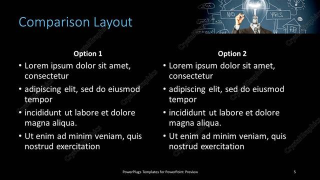 Comparison presentation slide layout
