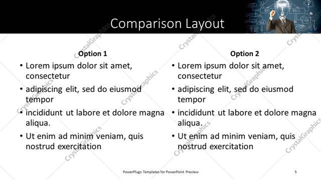Comparison presentation slide layout