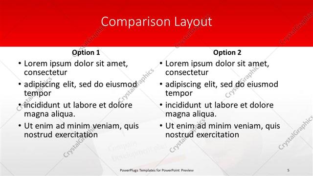 Comparison presentation slide layout
