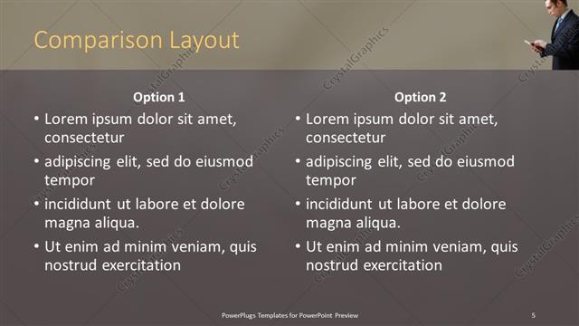 Comparison presentation slide layout