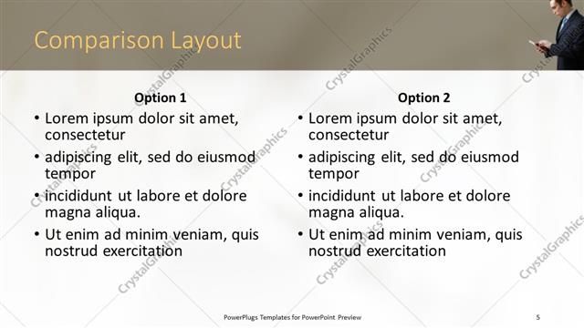 Comparison presentation slide layout