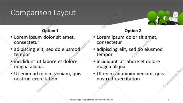 Comparison presentation slide layout