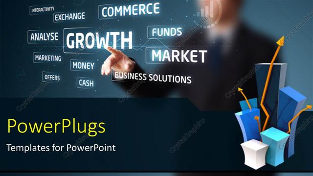  Presentation with modern color - Businessman pressing business type of modern keyword buttons with blue color