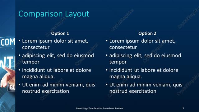 Comparison presentation slide layout