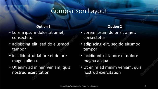 Comparison presentation slide layout