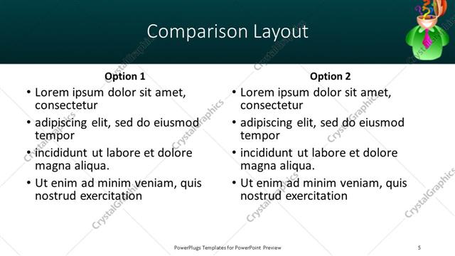 Comparison presentation slide layout
