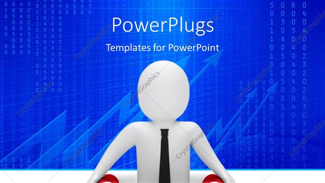  Presentation with lifesaver - Businessman safe in lifesaver with charts and numbers in background