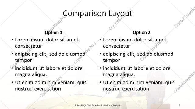 Comparison presentation slide layout