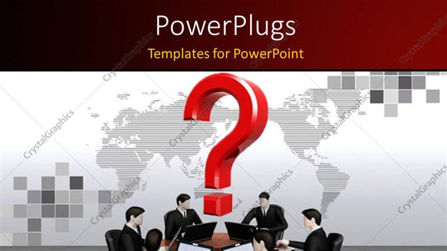  Presentation with round table - Businessman's work with laptops behind a round table and world map