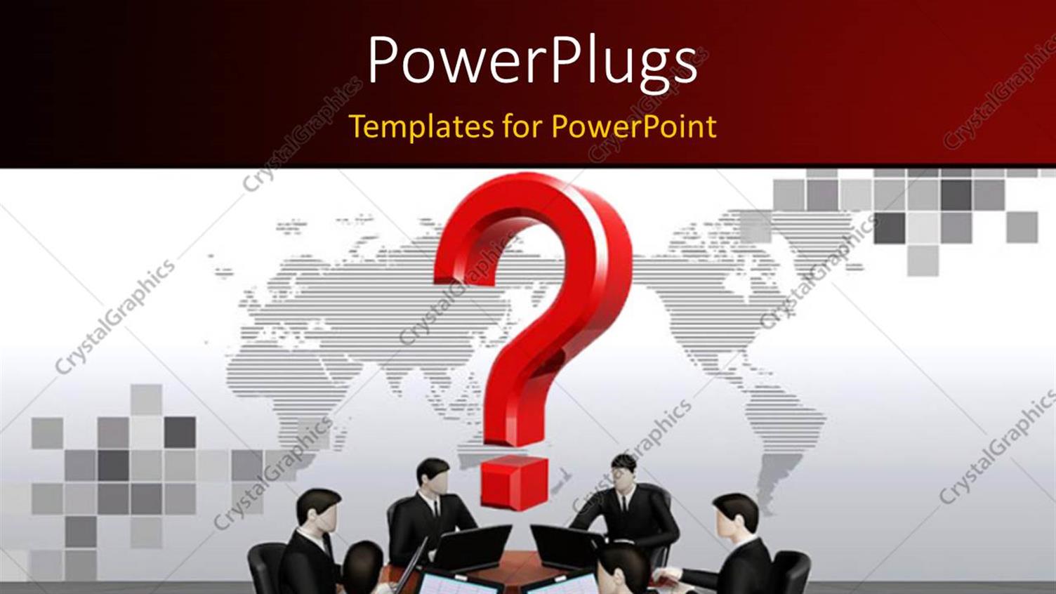 Featuring Businessmans Work with Laptops Behind a Round Table and World Map