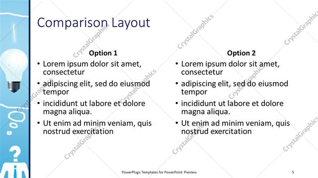Comparison presentation slide layout