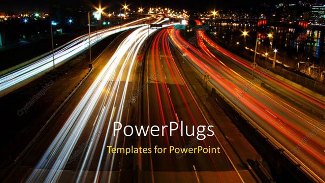  Presentation with busy - A busy road with lights in the background